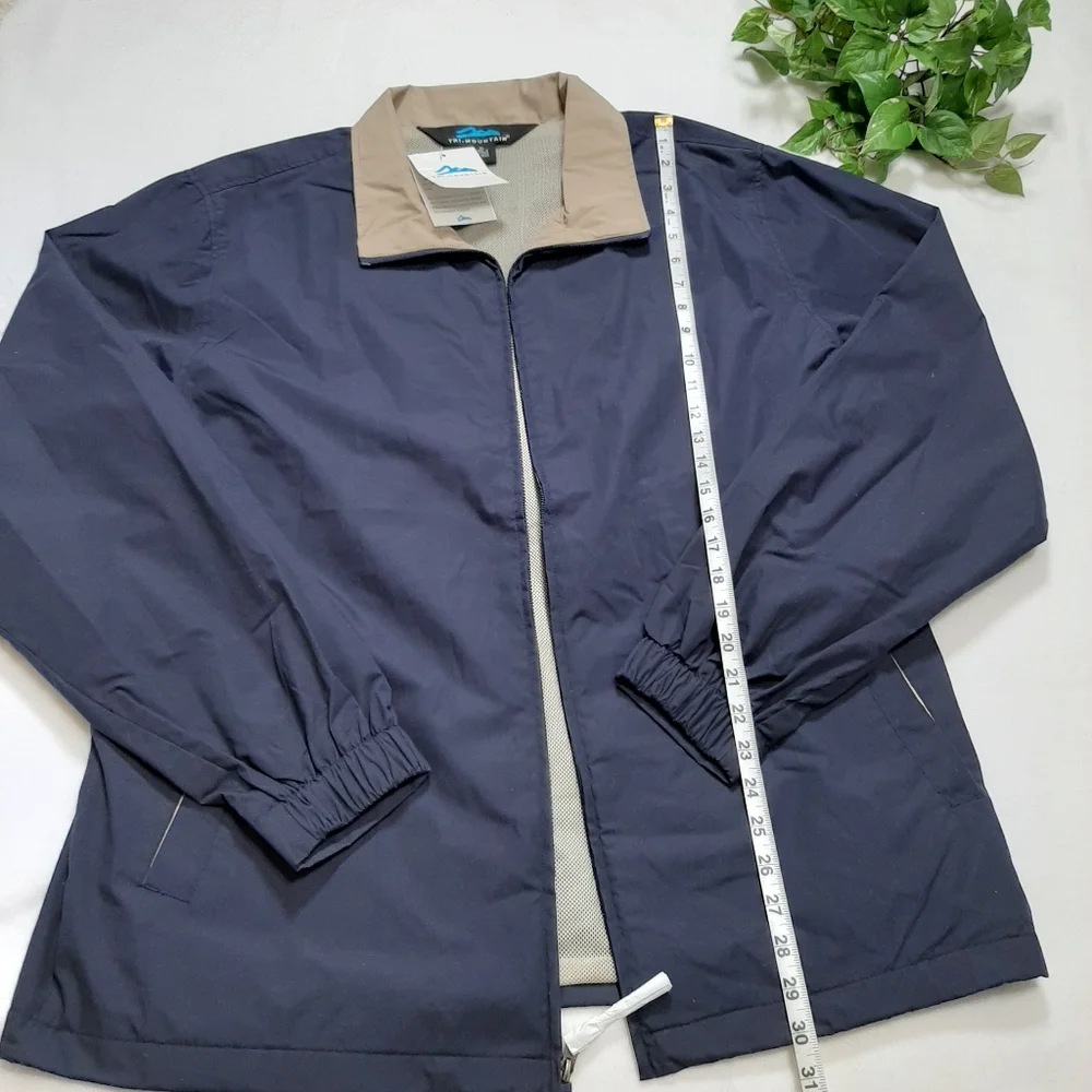 Tri-Mountain Navy Blue Tan Full‎ Zip Jacket Size XL